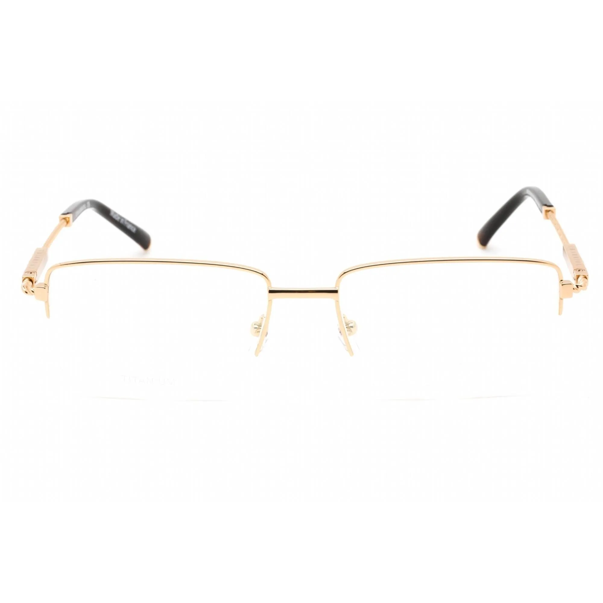 Charriol Men's Eyeglasses - Half Rim Shiny Gold Rectangular Titanium | PC75102 C01