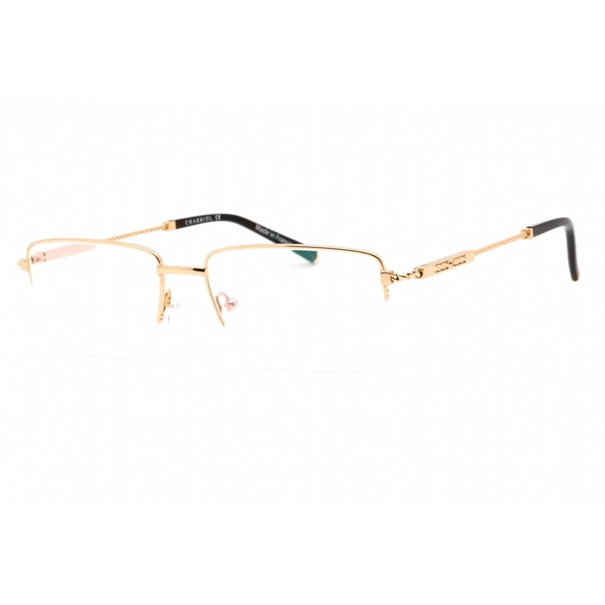 Charriol Men's Eyeglasses - Half Rim Shiny Gold Rectangular Titanium | PC75102 C01