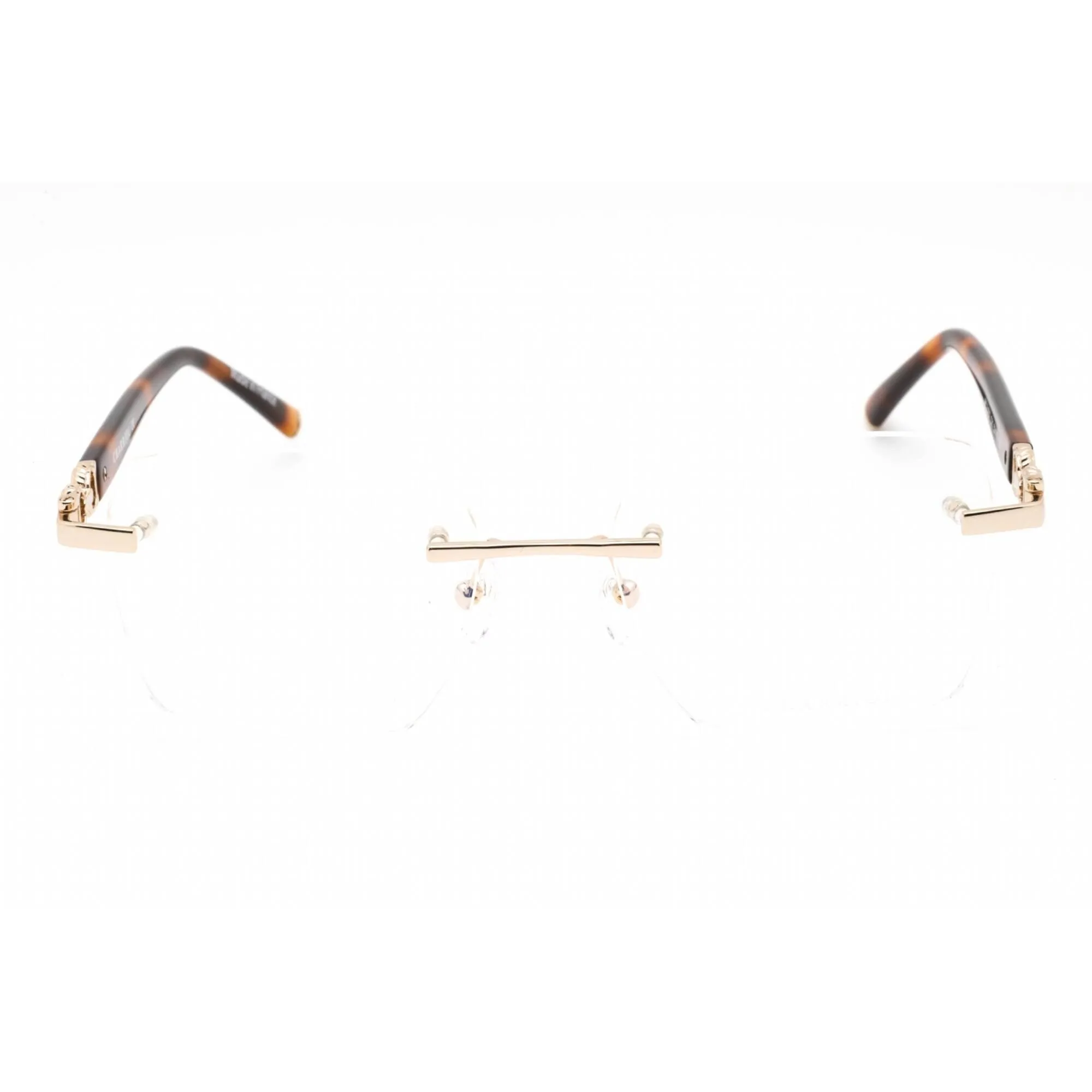 Charriol Men's Eyeglasses - Rimless Shiny Gold Rectangular Metal Frame | PC71057 C01