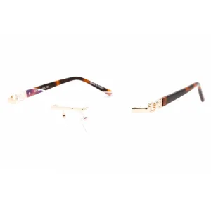 Charriol Men's Eyeglasses - Rimless Shiny Gold Rectangular Metal Frame | PC71057 C01