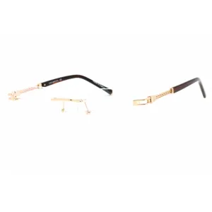 Charriol Men's Eyeglasses - Rimless Shiny Gold Round Shape Metal Frame | PC75095 C01
