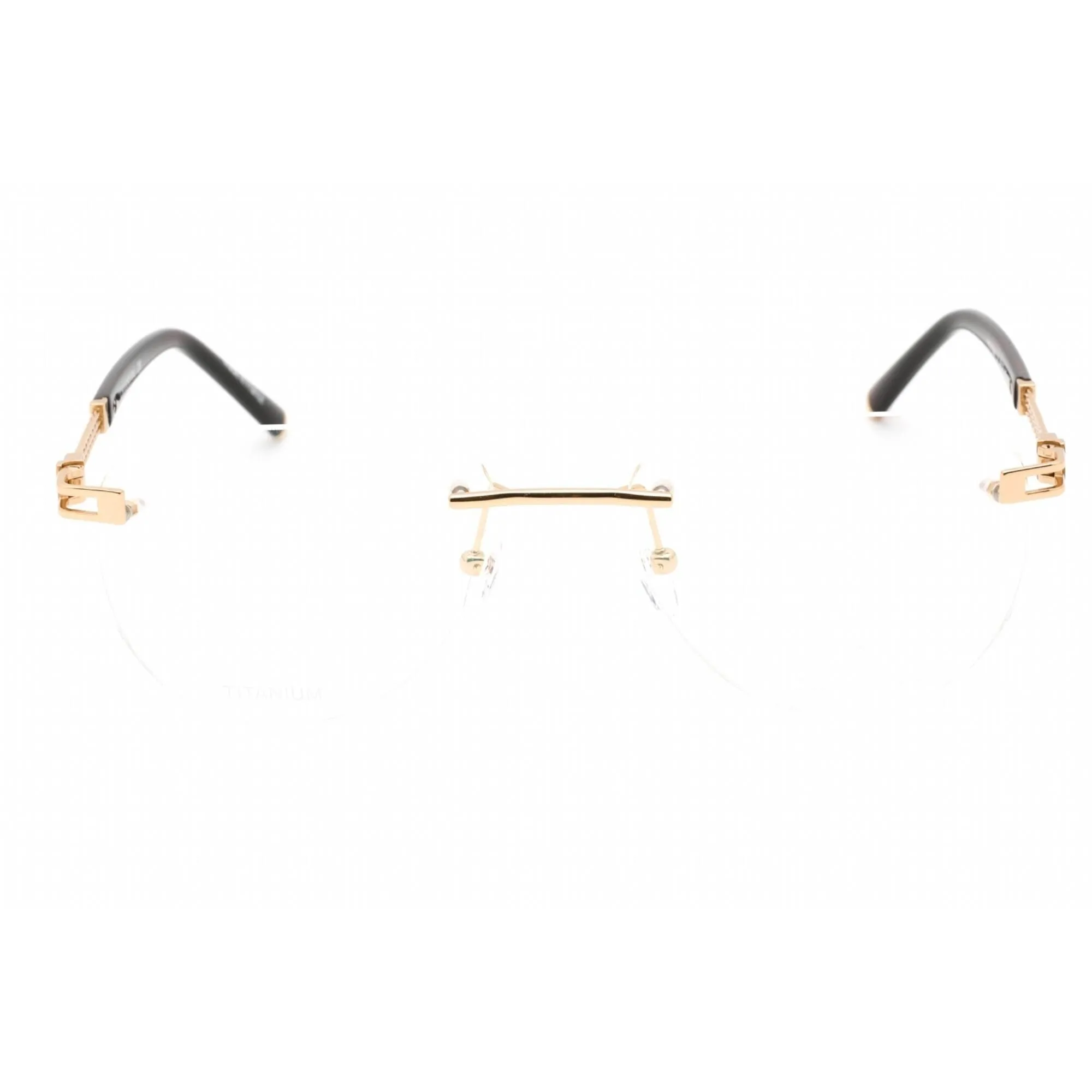 Charriol Men's Eyeglasses - Rimless Shiny Gold Round Shape Metal Frame | PC75095 C01