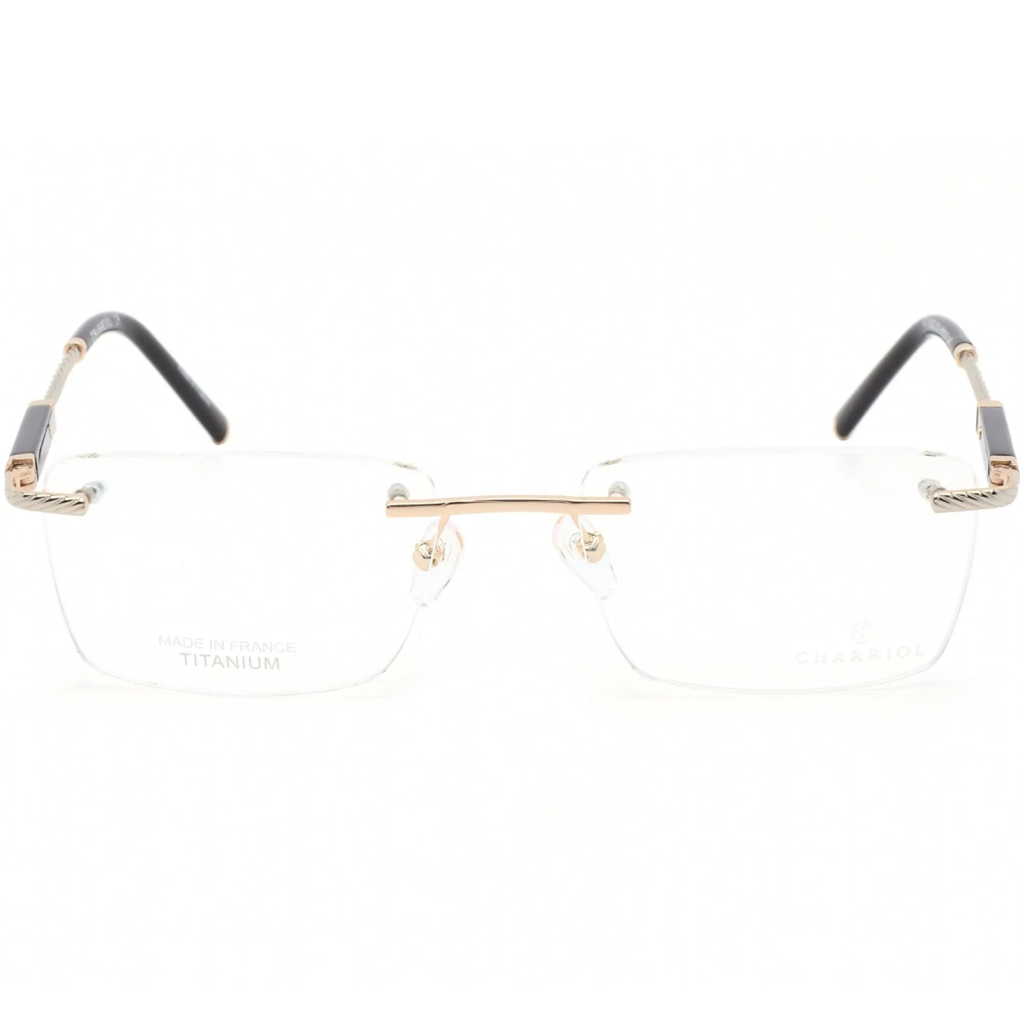 Charriol Men's Eyeglasses - Rimless Shiny Gold/Silver Titanium Frame | PC75072 C01