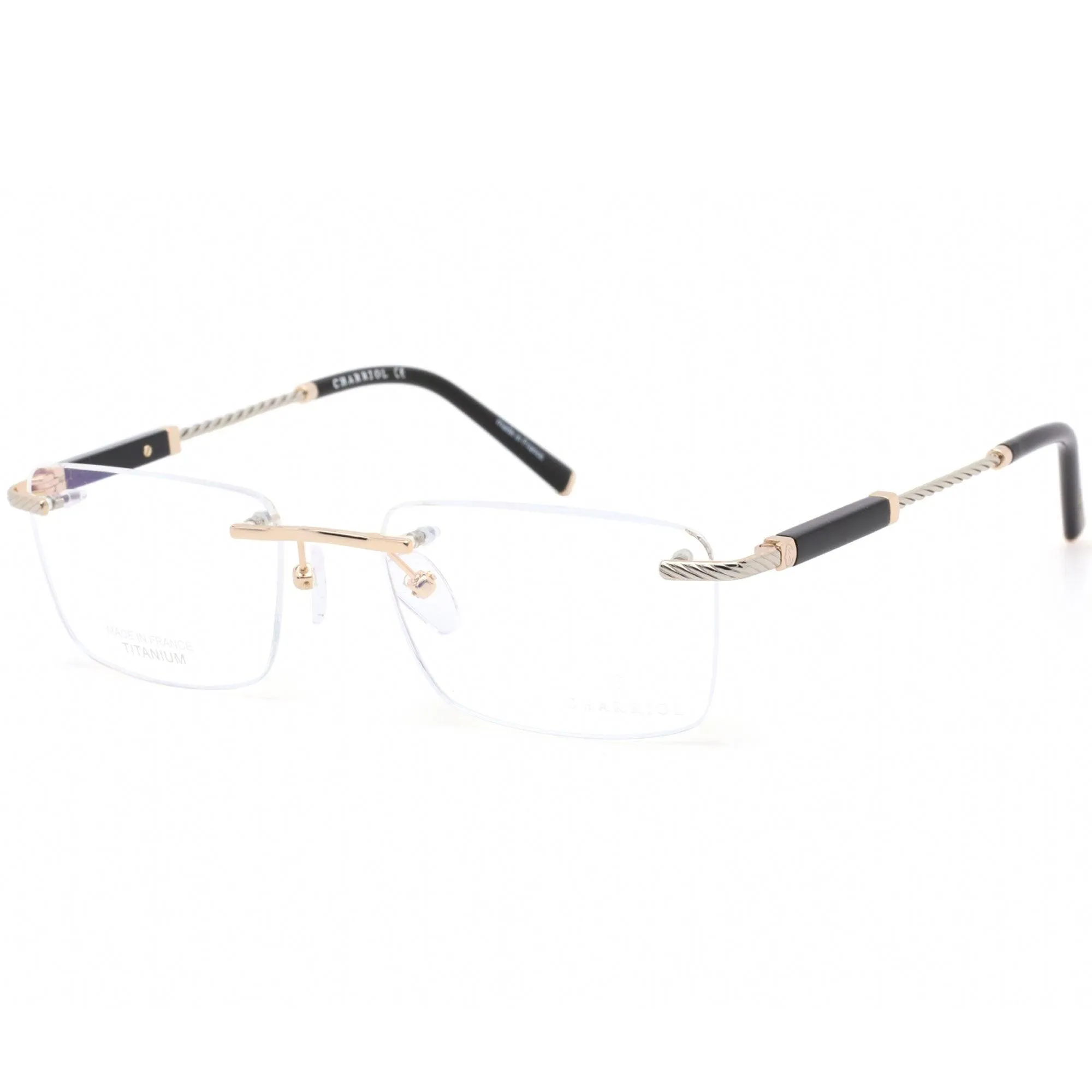 Charriol Men's Eyeglasses - Rimless Shiny Gold/Silver Titanium Frame | PC75072 C01