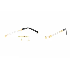 Charriol Men's Eyeglasses - Shiny Gold/Silver Titanium Rectangular Frame | PC75088 C03