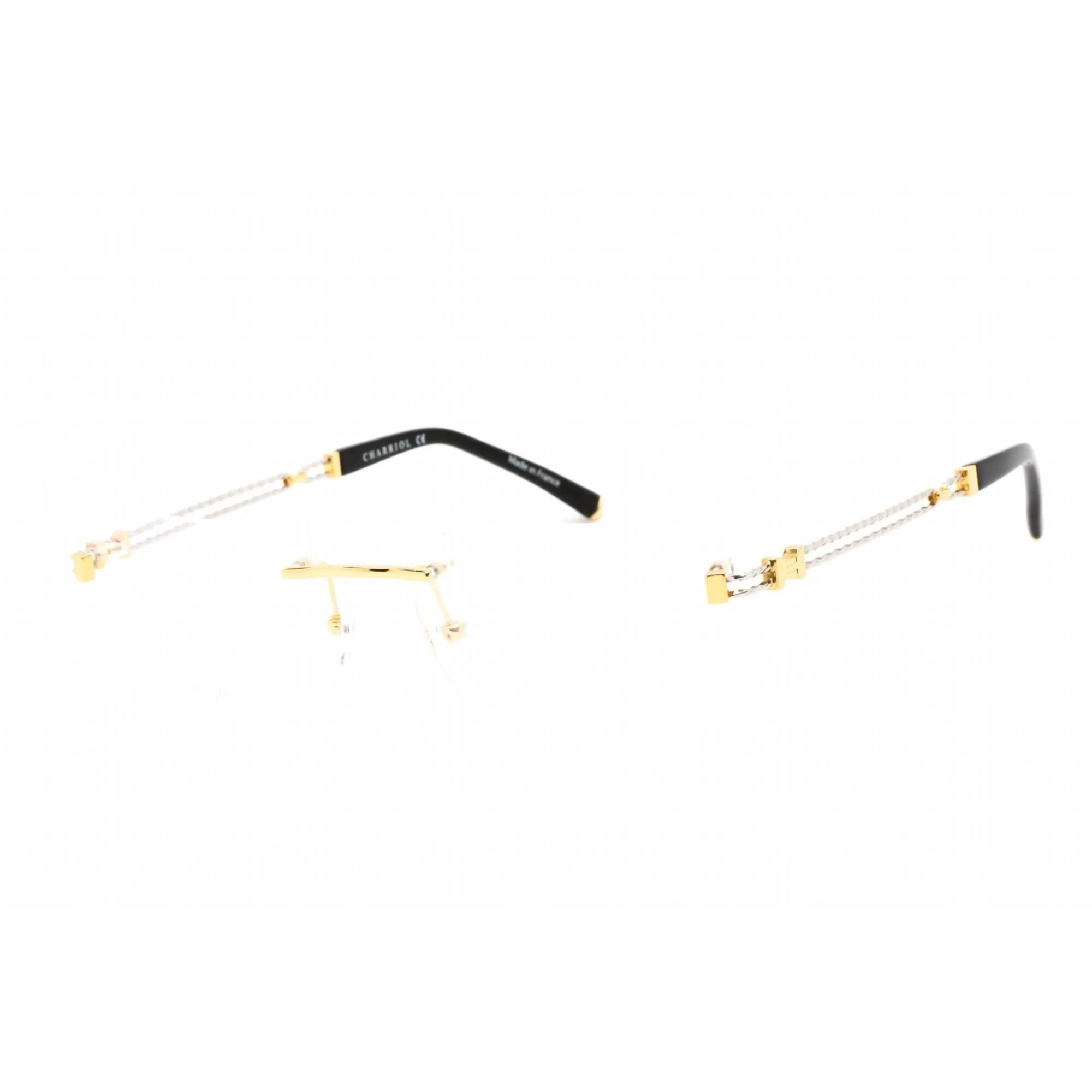 Charriol Men's Eyeglasses - Shiny Gold/Silver Titanium Rectangular Frame | PC75088 C03