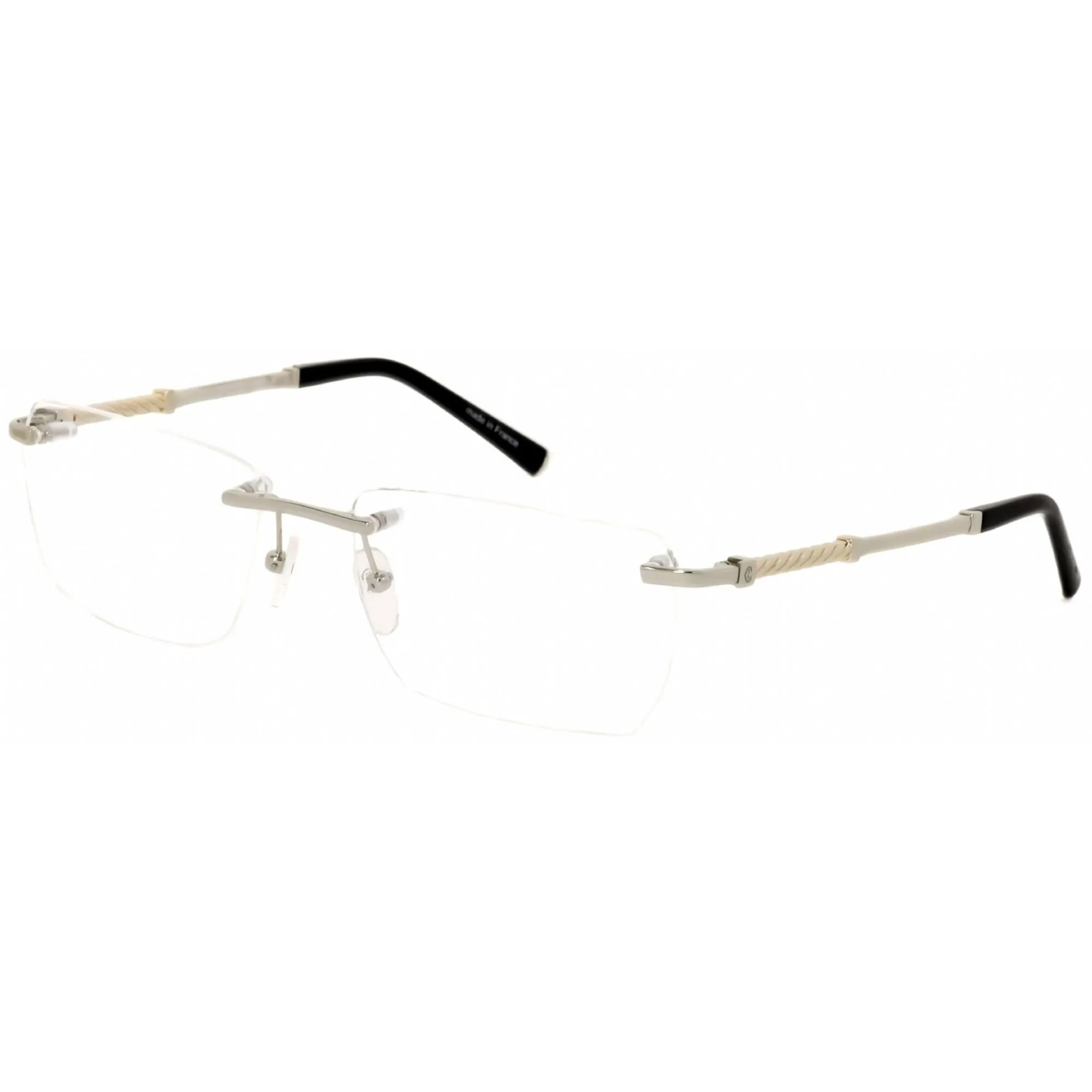 Charriol Men's Eyeglasses - Shiny Silver/Gold Rectangular Shaped Metal | PC75066 C02