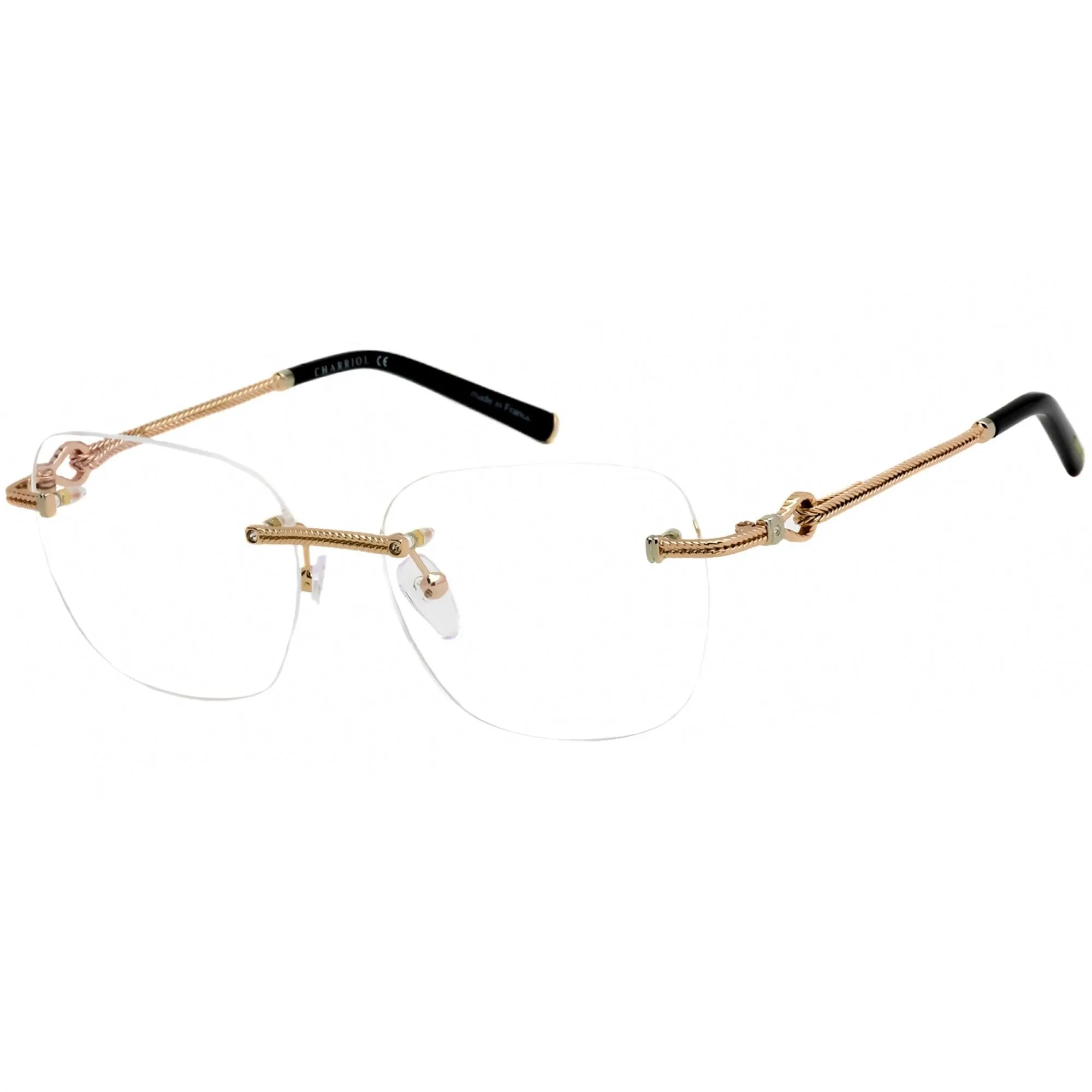 Charriol Women's Eyeglasses - Shiny Gold and Black Oval Shaped Frame | PC71036 C01