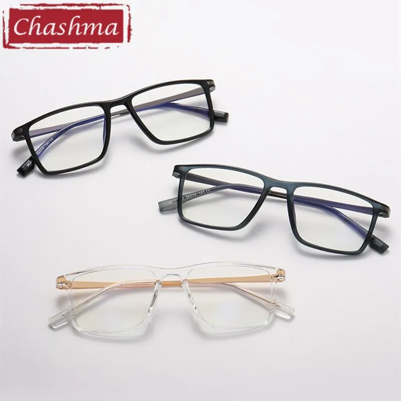 Chashma Men's Full Rim Square Tr 90 Titanium Spring Hinge Eyeglasses 95352