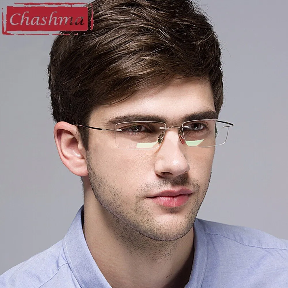Chashma Men's Rimless Rectangle Titanium Alloy Eyeglasses A772