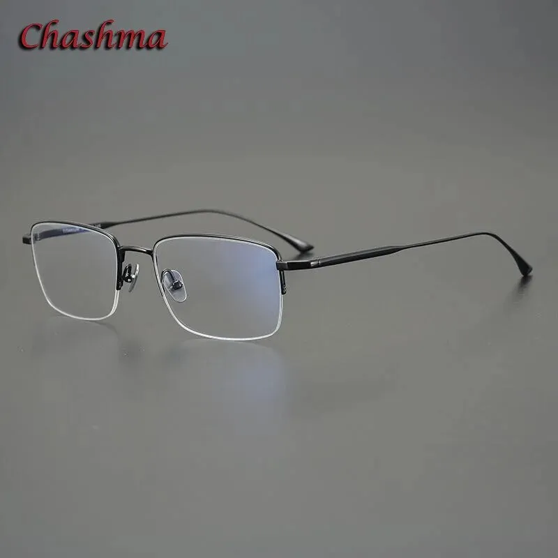 Chashma Ochki Men's Semi Rim Square Titanium Eyeglasses 1015