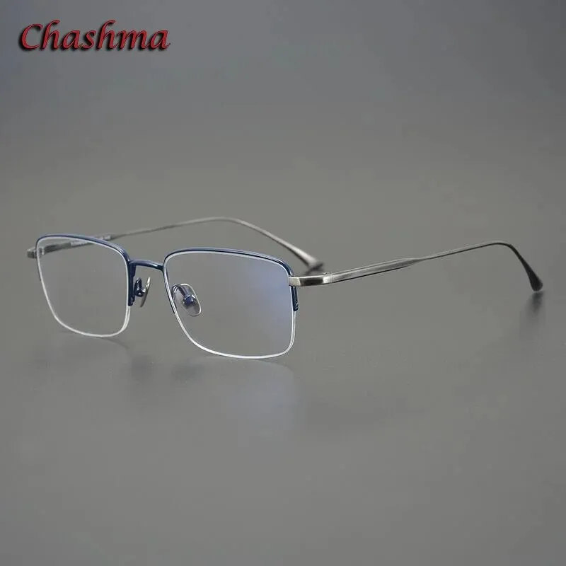 Chashma Ochki Men's Semi Rim Square Titanium Eyeglasses 1015