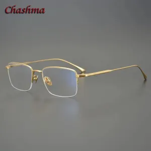 Chashma Ochki Men's Semi Rim Square Titanium Eyeglasses 1015