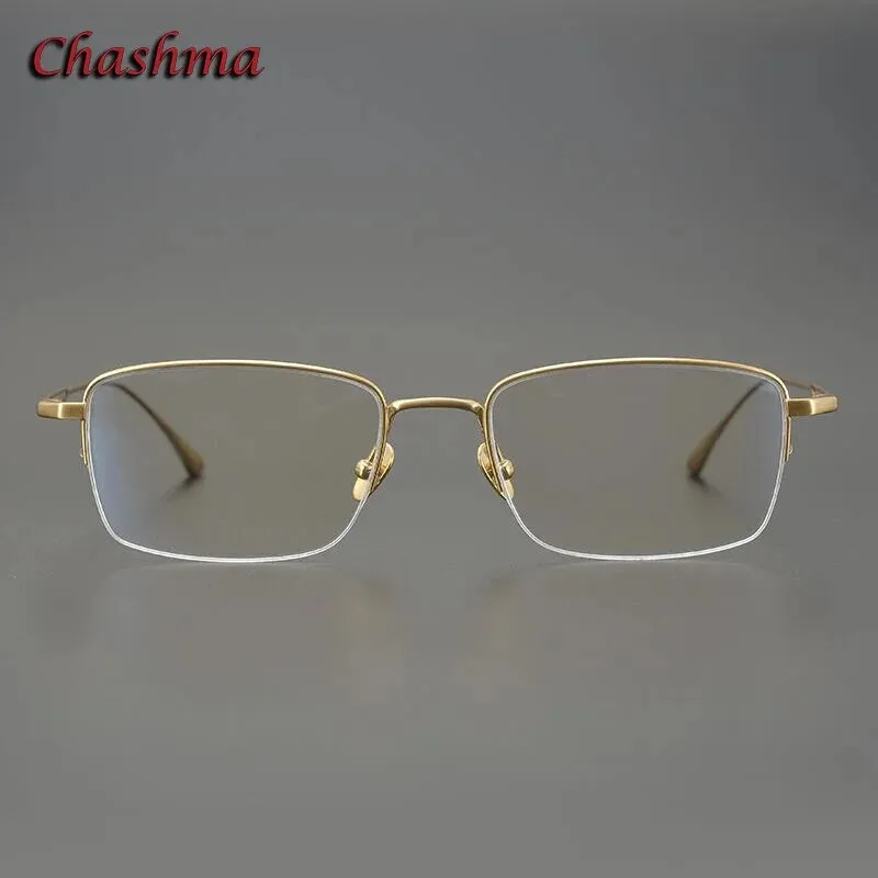 Chashma Ochki Men's Semi Rim Square Titanium Eyeglasses 1015