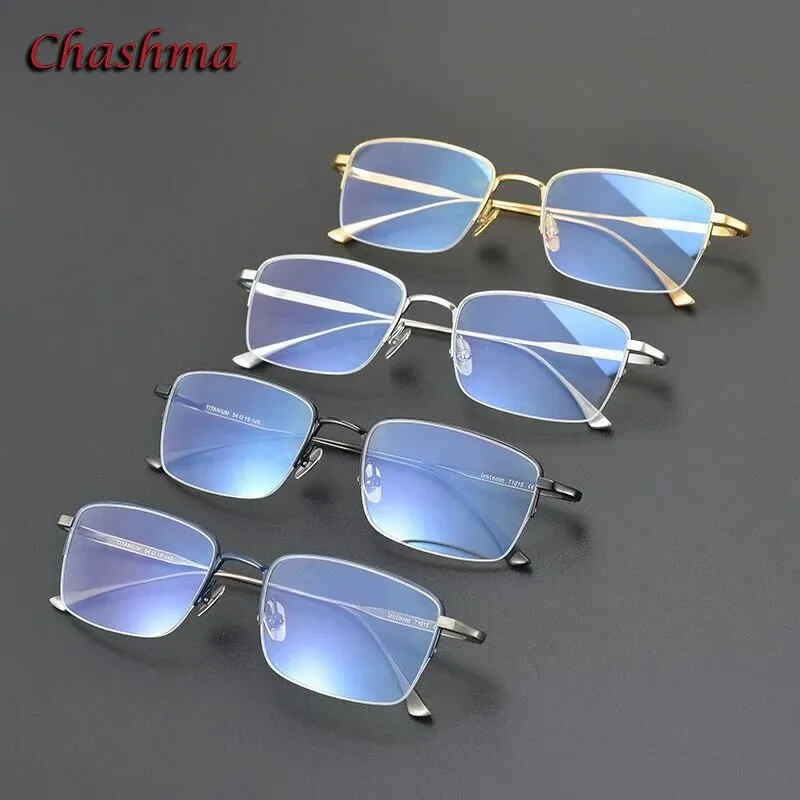 Chashma Ochki Men's Semi Rim Square Titanium Eyeglasses 1015