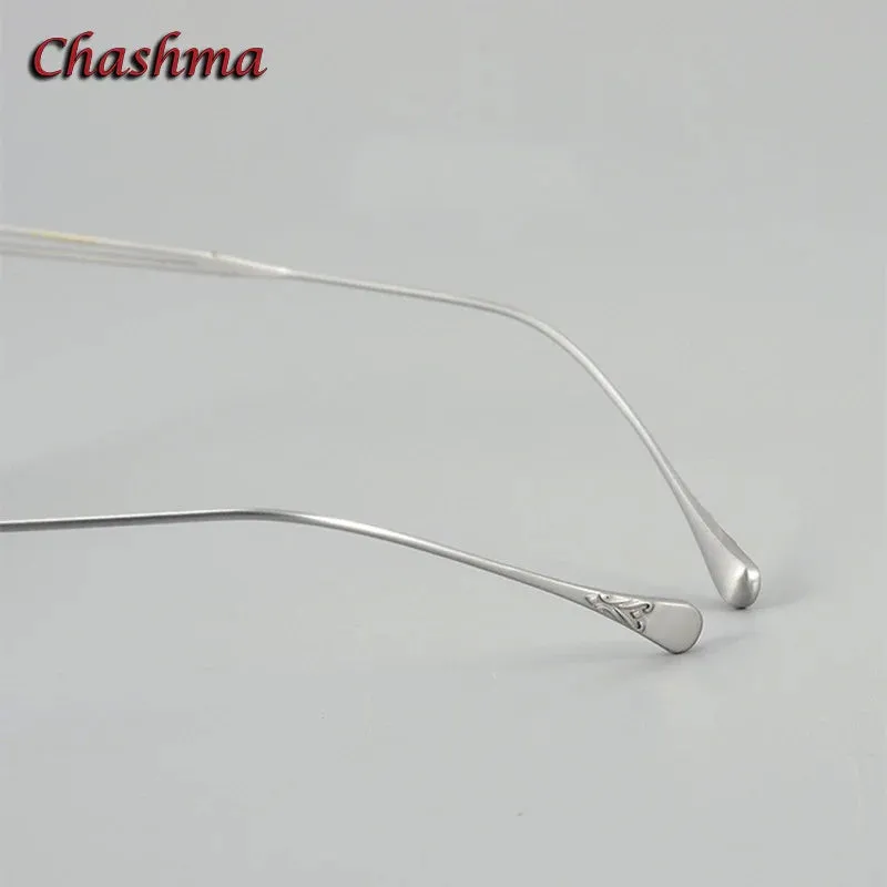 Chashma Ochki Unisex Full Rim Flat Top Round Titanium Eyeglasses 079