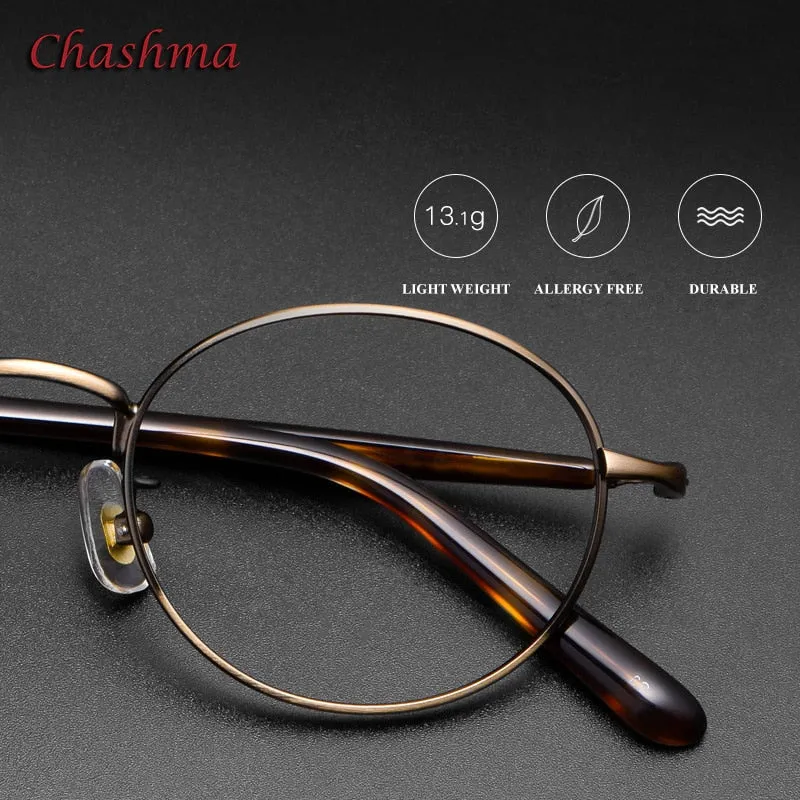 Chashma Ochki Unisex Full Rim Small Round Titanium Eyeglasses 2006