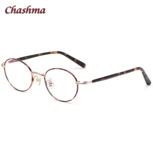 Chashma Ochki Unisex Full Rim Small Round Titanium Eyeglasses 2006
