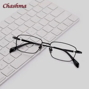 Chashma Ochki Unisex Full Rim Small Square Titanium Eyeglasses 85927