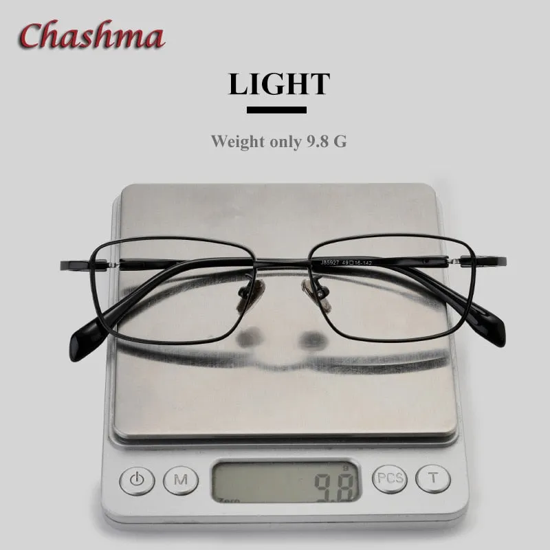 Chashma Ochki Unisex Full Rim Small Square Titanium Eyeglasses 85927