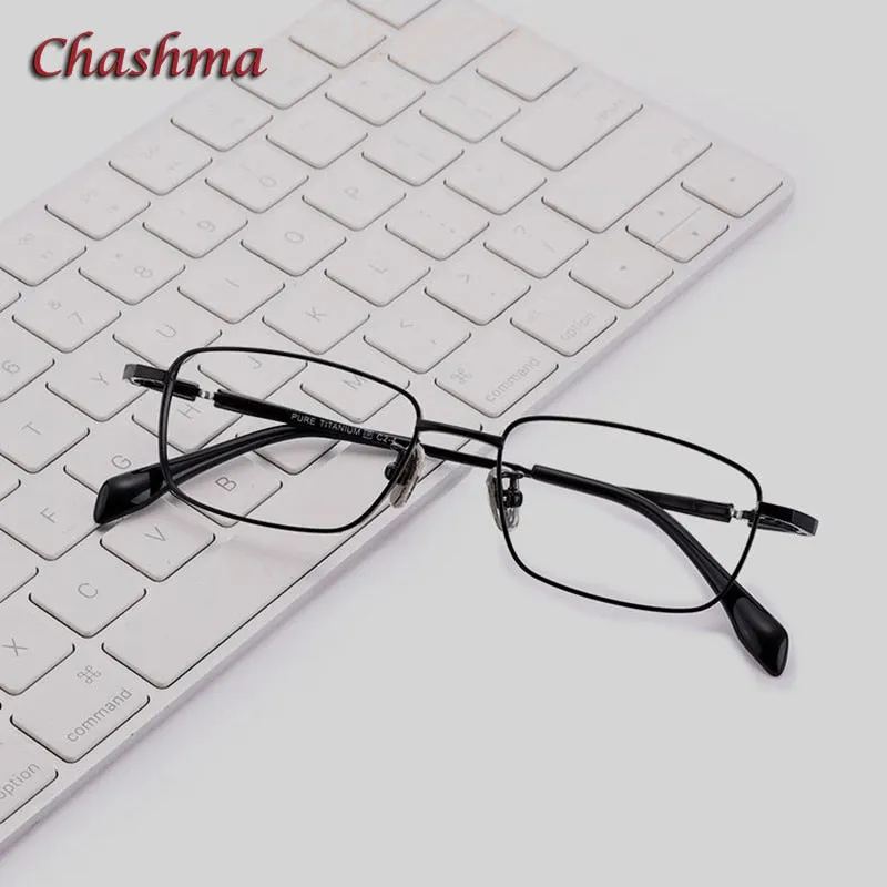Chashma Ochki Unisex Full Rim Small Square Titanium Eyeglasses 85927