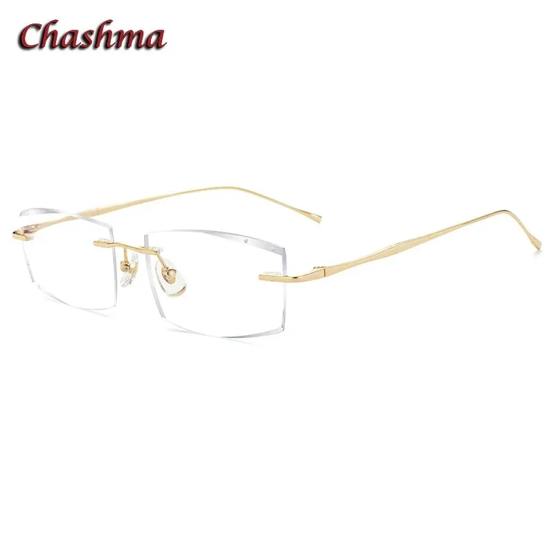 Chashma Ochki Unisex Rimless Square Titanium Eyeglasses 632