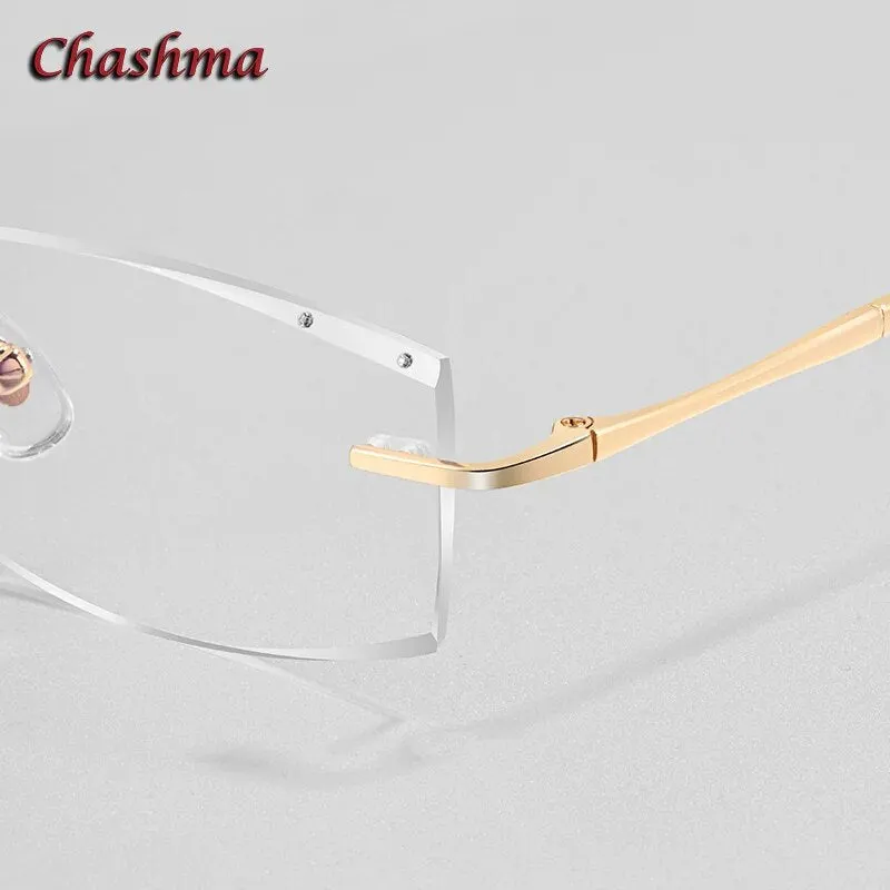 Chashma Ochki Unisex Rimless Square Titanium Eyeglasses 632