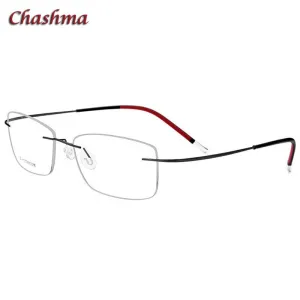 Chashma Ochki Unisex Rimless Square Titanium Eyeglasses 9609