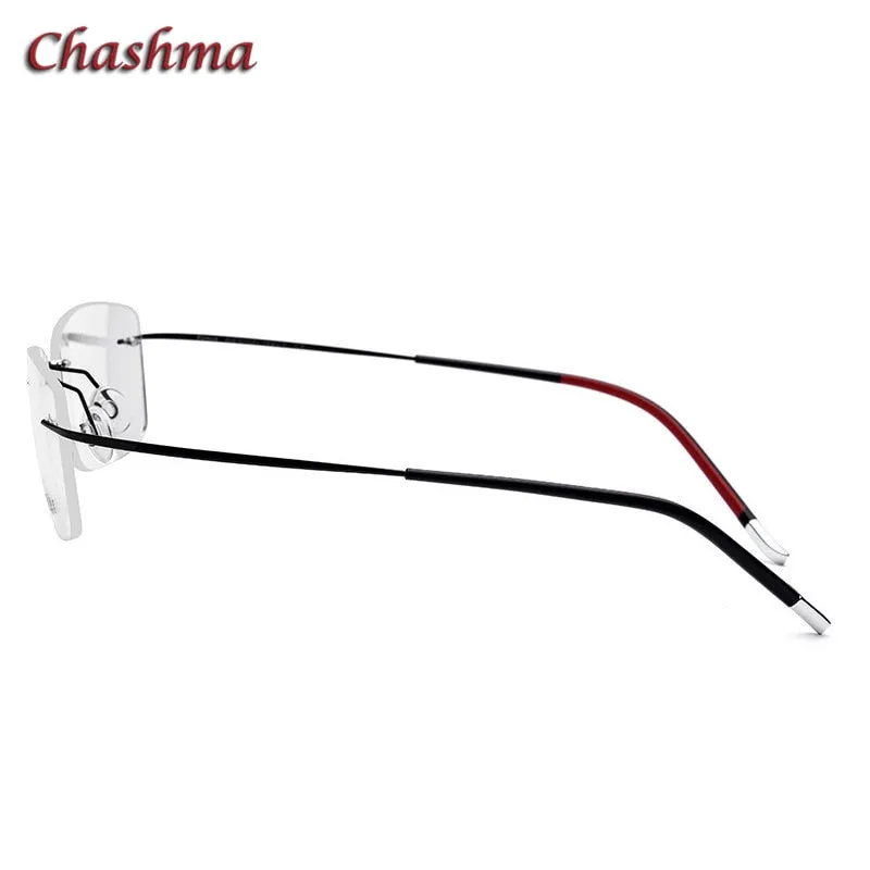 Chashma Ochki Unisex Rimless Square Titanium Eyeglasses 9609