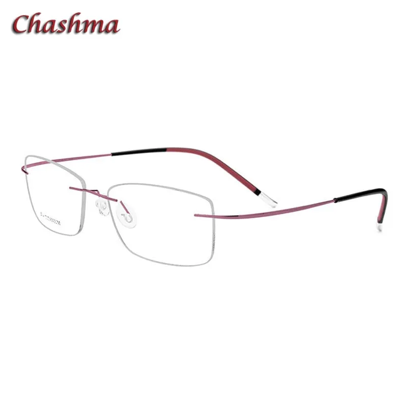 Chashma Ochki Unisex Rimless Square Titanium Eyeglasses 9609