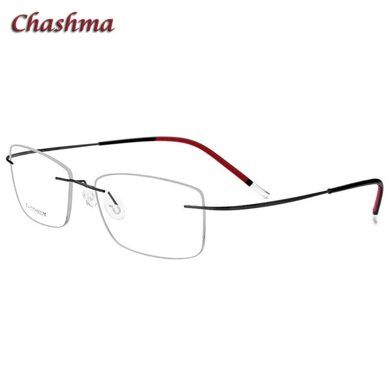 Chashma Ochki Unisex Rimless Square Titanium Eyeglasses 9609