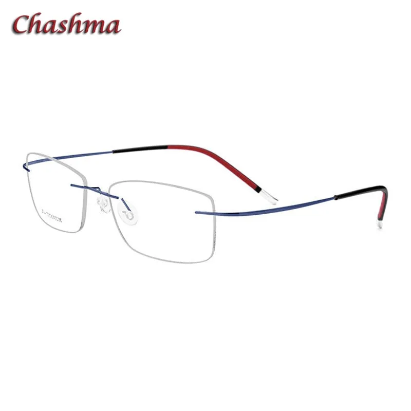 Chashma Ochki Unisex Rimless Square Titanium Eyeglasses 9609