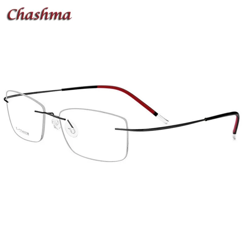 Chashma Ochki Unisex Rimless Square Titanium Eyeglasses 9609
