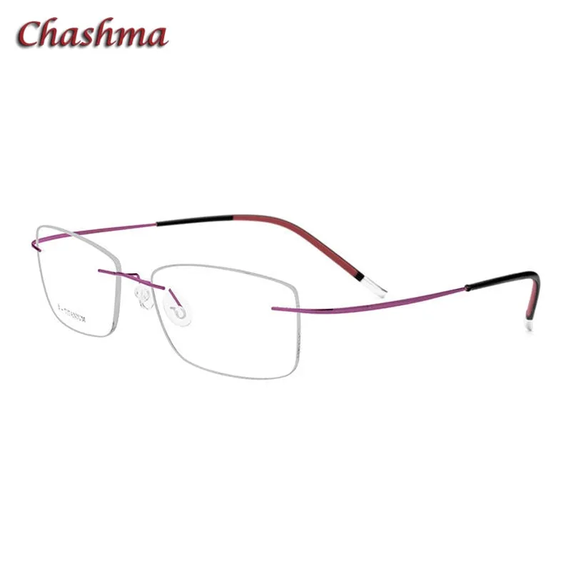 Chashma Ochki Unisex Rimless Square Titanium Eyeglasses 9609