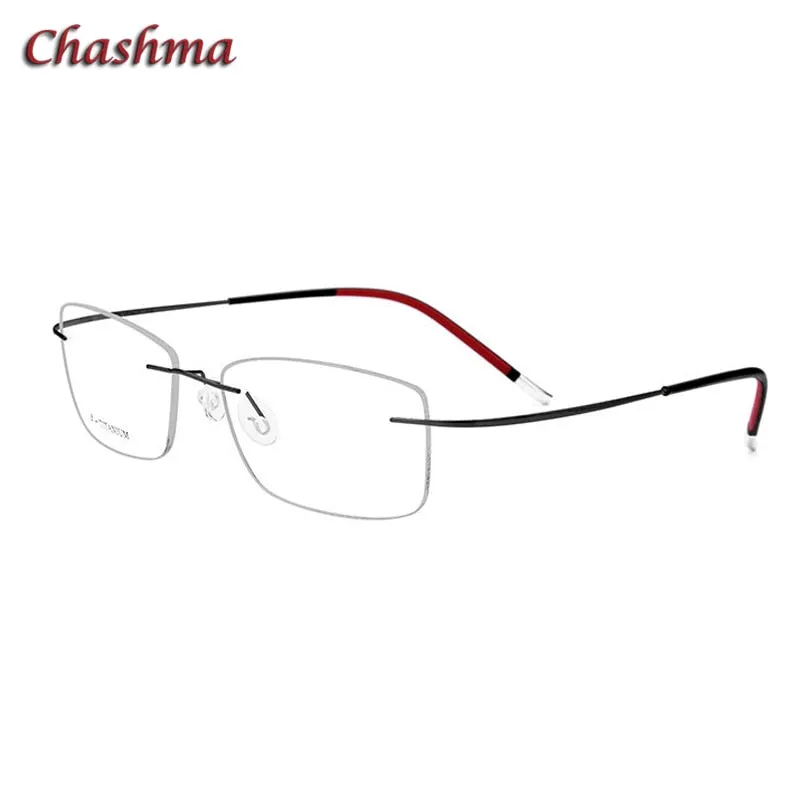 Chashma Ochki Unisex Rimless Square Titanium Eyeglasses 9609