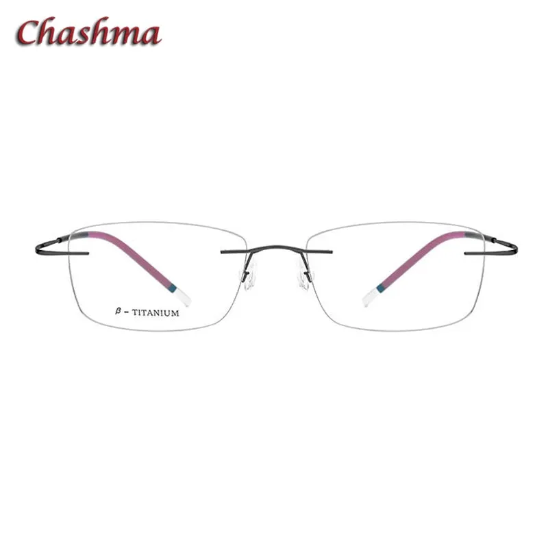 Chashma Ochki Unisex Rimless Square Titanium Eyeglasses 9609