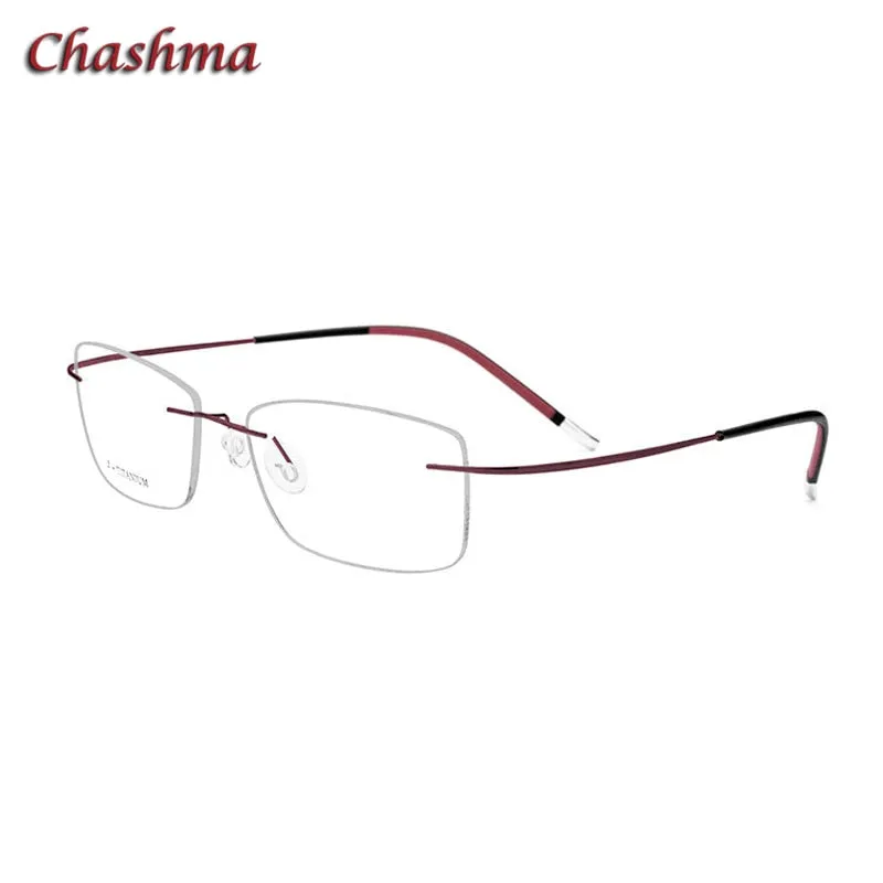 Chashma Ochki Unisex Rimless Square Titanium Eyeglasses 9609