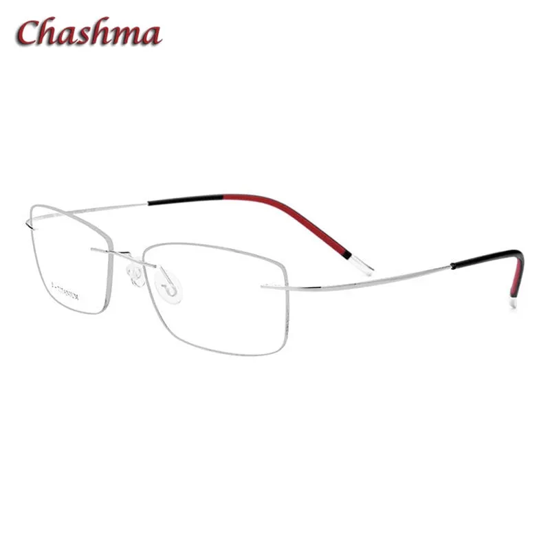Chashma Ochki Unisex Rimless Square Titanium Eyeglasses 9609