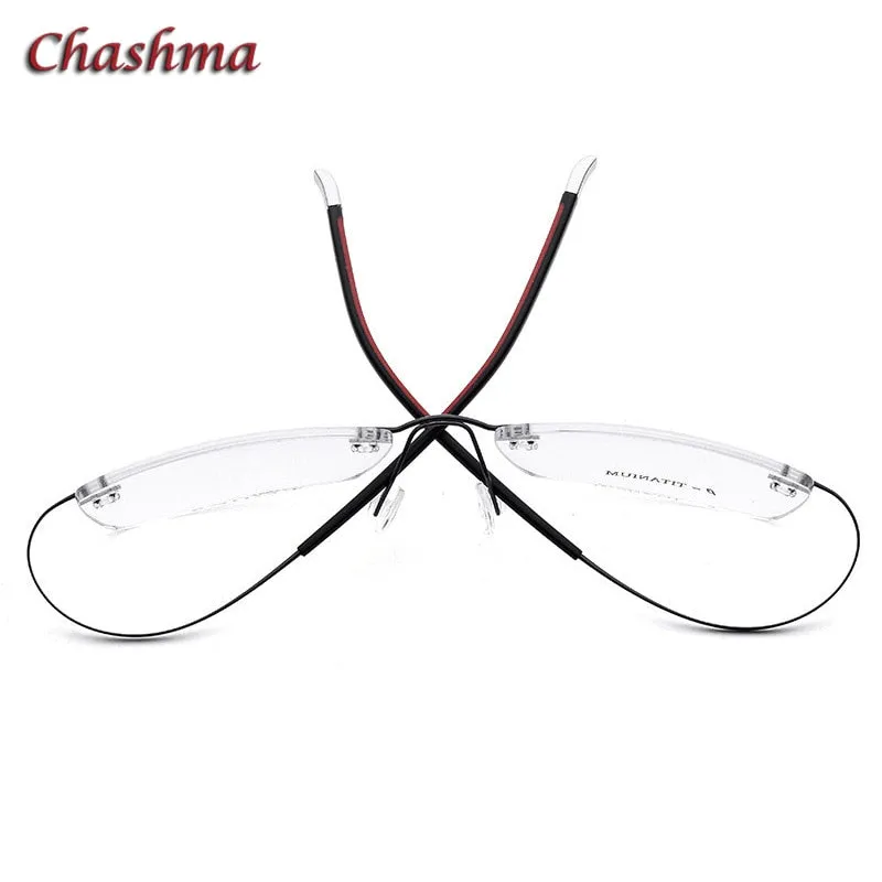 Chashma Ochki Unisex Rimless Square Titanium Eyeglasses 9609