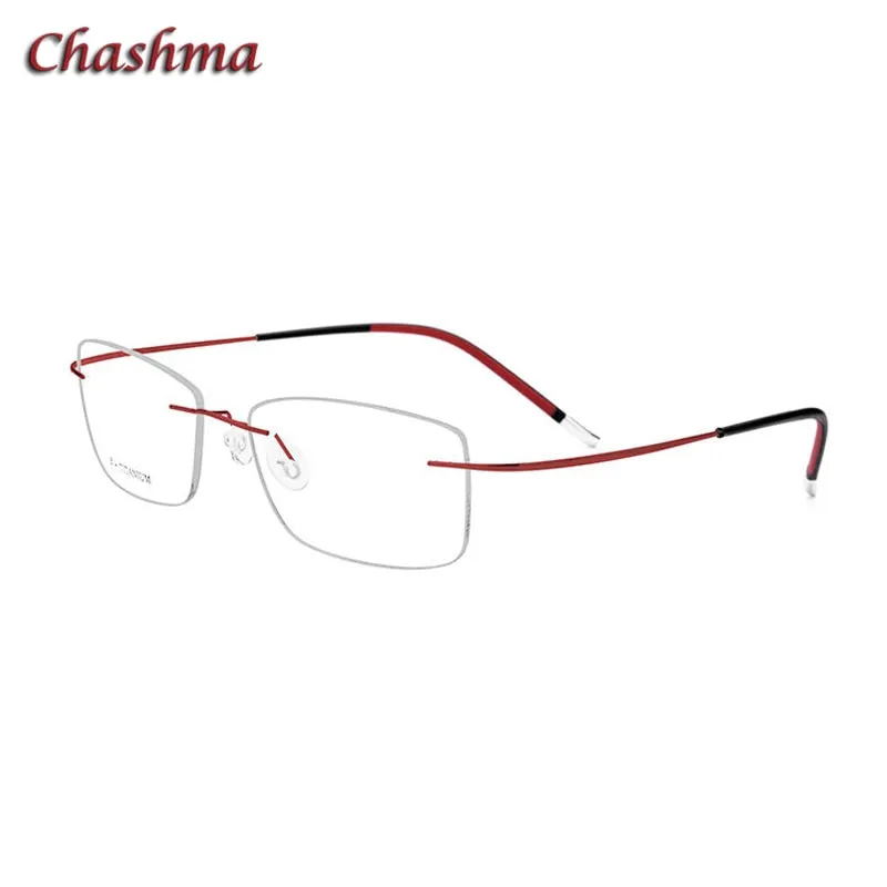 Chashma Ochki Unisex Rimless Square Titanium Eyeglasses 9609