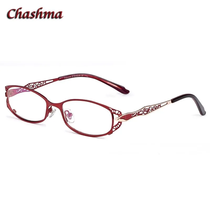 Chashma Ochki Women's Full Rim Oval Rectangle Stainless Steel Eyeglasses 8982