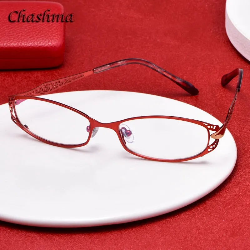Chashma Ochki Women's Full Rim Oval Rectangle Stainless Steel Eyeglasses 8982