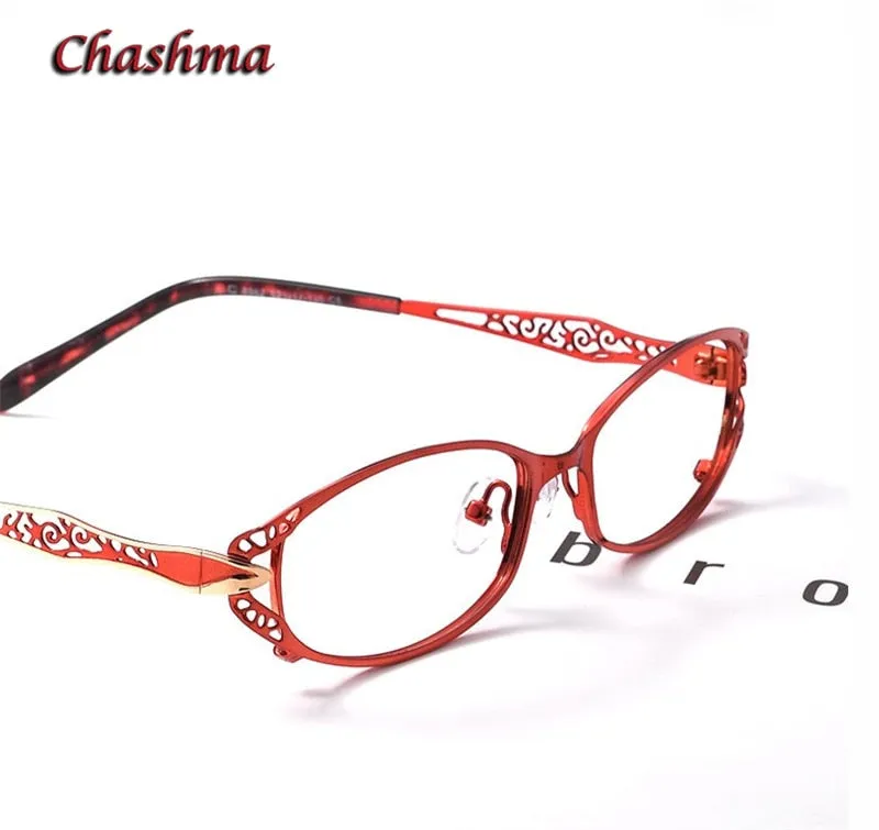 Chashma Ochki Women's Full Rim Oval Rectangle Stainless Steel Eyeglasses 8982