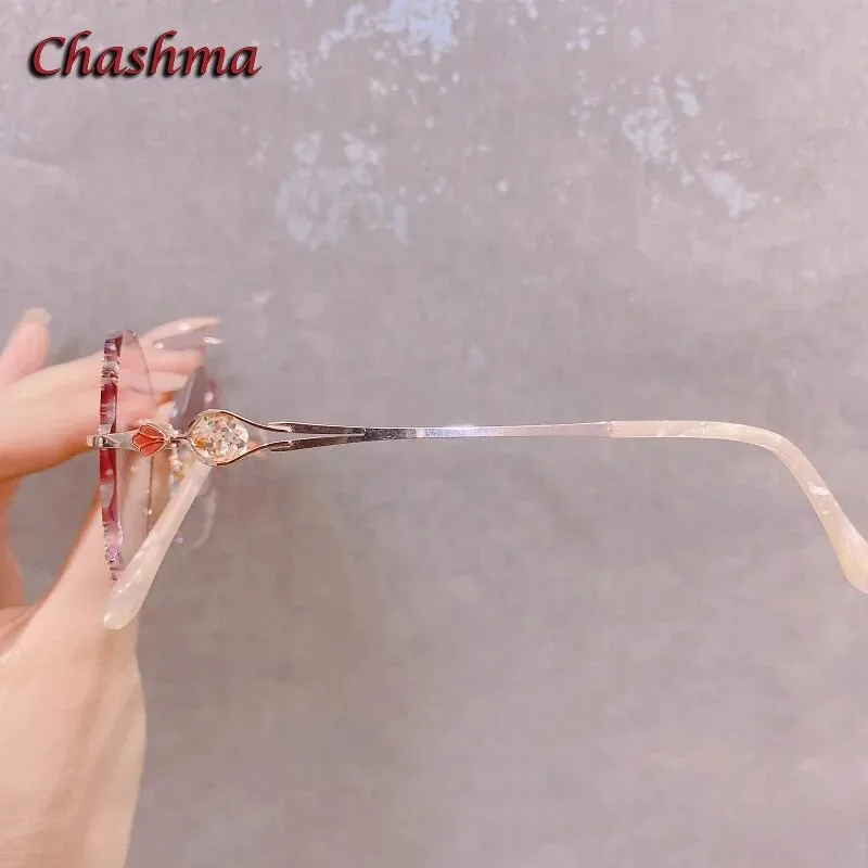 Chashma Ochki Women's Rimless Butterfly Titanium Eyeglasses 88301r