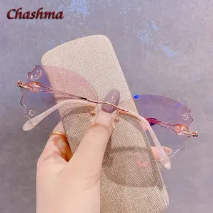 Chashma Ochki Women's Rimless Butterfly Titanium Eyeglasses 88301r