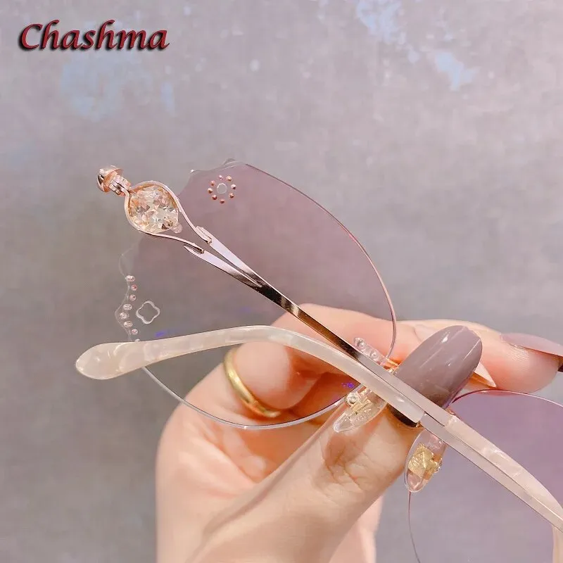Chashma Ochki Women's Rimless Butterfly Titanium Eyeglasses 88301r