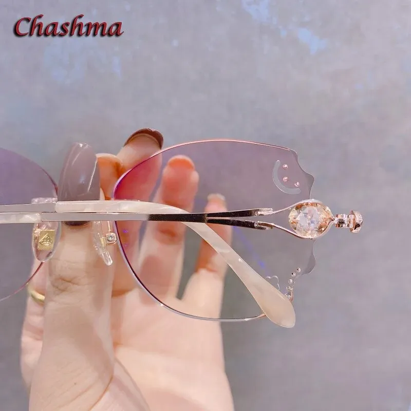 Chashma Ochki Women's Rimless Butterfly Titanium Eyeglasses 88301r