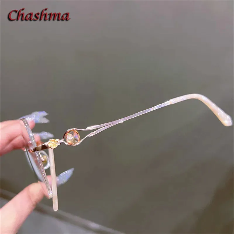 Chashma Ochki Women's Rimless Flat Top Round Titanium Eyeglasses 88301