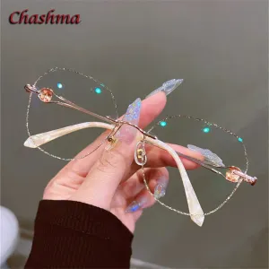 Chashma Ochki Women's Rimless Flat Top Round Titanium Eyeglasses 88301
