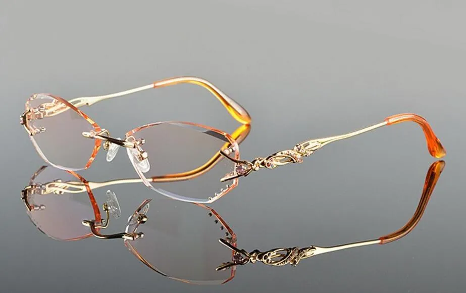 Chashma Ochki Women's Rimless Rectangle Titanium Eyeglasses  Tint Demo Lenses 8036b
